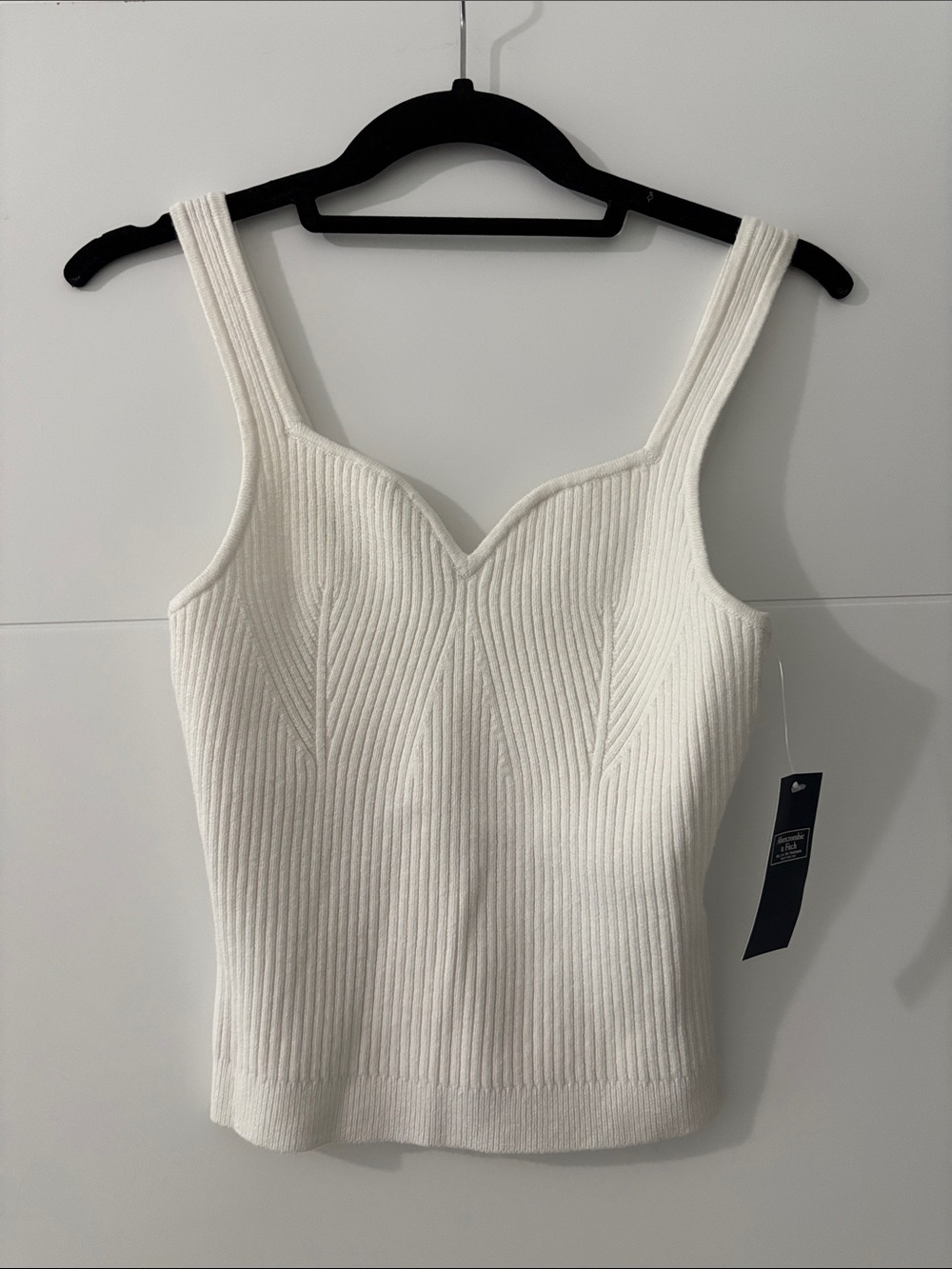 Abercrombie & Fitch White Knitted Sweetheart Tank